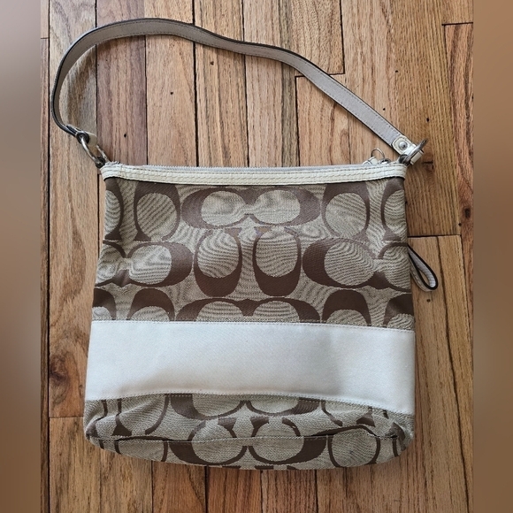 Women’s COACH Signature Cream & Tan Canvas Bag Purse Tote Handbag A1073-F13674 - Picture 2 of 4